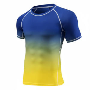 เสื้อแรชการ์ดป้องกันรังสียูวีสำหรับผู้ใหญ่ สีไล่ระดับ แขนสั้น แห้งเร็ว เหมาะสำหรับเล่นกีฬา ว่ายน้ำ ฟิตเนส และเล่นเซิร์ฟ - Product Image 5