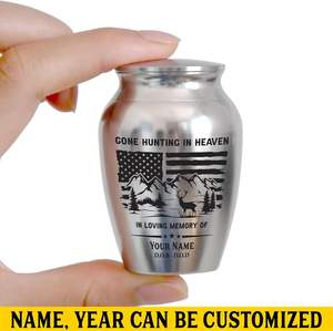 Urnes de chasse au cerf personnalisées en acier inoxydable urne décorative gravée de taille personnalisée pour adultes cendres humaines argent - Product Image 2