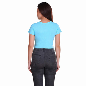 2025 femmes XL taille haut court t-shirt personnalisé Logo impression haute qualité coton manches courtes tricoté en gros été - Product Image 2