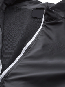 Survêtement coupe-vent pour homme, vêtements de sport personnalisés, tissu noir uni, manches longues, coupe régulière, coupe-vent, polaire, extensible dans les quatre sens - Product Image 4