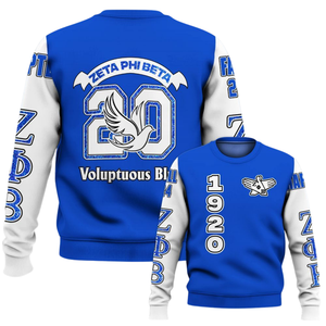 Sudadera de Forro Polar Azul con Cuello Redondo de la Hermandad Griega Zeta Phi Beta para Mujer, Bordado 1920 - Product Image 6