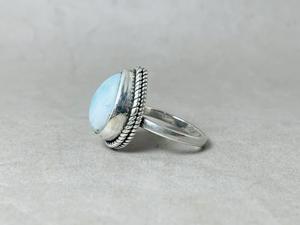 ขายส่ง925สเตอร์ลิงเงินแท้หยดน้ำตา Larimar แหวนชั้นดีดีไซน์โดดเด่นด้วยอัญมณีสีฟ้าธรรมชาติชั้นนำเครื่องประดับงานแต่งงาน - Product Image 5