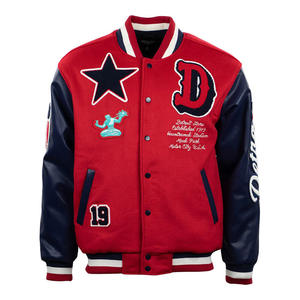 Venta al por mayor hombres Varsity Letterman chaqueta Casual Streetwear con parches bordados de chenilla personalizados OEM College Baseball Coat - Product Image 1