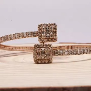 Pulsera de lujo de oro 14K con diamante de moissanita Pulsera de tenis de estilo vintage en oro rosa blanco Fiestas Regalo de San Valentín - Product Image 1