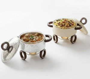 Casserole de qualité supérieure avec base pour bougie chauffe-plat, revêtement en poudre, chauffe-plat pour buffet, bouton en bois avec travail de marqueterie, prix de gros - Product Image 2