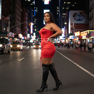 Robe de soirée moulante en satin rouge sur mesure, best-seller, sans bretelles, pour les bals de promo et les tenues de la Saint-Valentin - Product Image 2