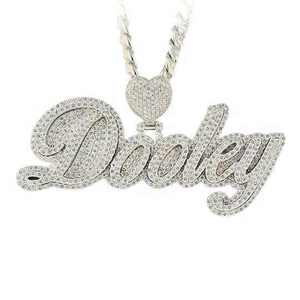 Collar con colgante de logotipo inicial de diamante con placa grande, joyería de Hip Hop de moissanita brillante personalizada para hombres, chapado en rodio - Product Image 4