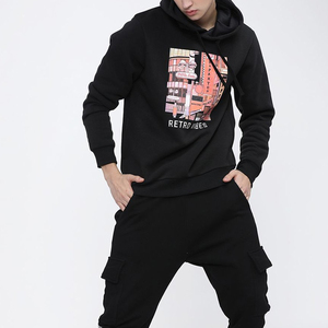 High Quality 300gsm Heavyweight Pullover Black Hoodie <b>Hoodies</b> Cotton Spandex Drop Shoulder No <b>Strings</b> Heavy Oversized Men Hoodie - Product Image 6
