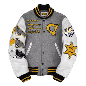 Chaqueta Varsity Personalizada al por Mayor para Hombre, 100% Lana, con Cuello Alto, Capucha, Resistente al Viento, con Logotipo Frontal, para Invierno - Product Image 3