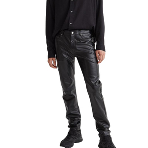 Manufacturer Vintage Streetwear high quality Zipper Pu Flare Sweat Trousers Custom Faux <b>Leather</b> Stacked <b>Pants</b> Men - Product Image 2