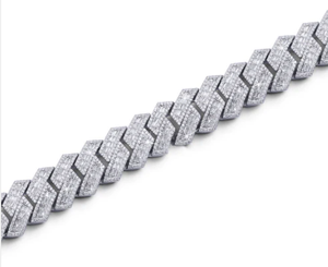 Chaîne cubaine en argent sterling 925 avec moissanite VVS, style hip-hop, bicolore rose et blanc, sertie à griffes, chaîne flashy et brillante - Product Image 1