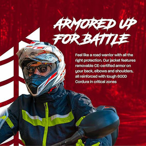 Chaqueta de motocicleta de alta calidad para hombre, tela de poliéster Cordura duradera, armadura CE certificada, chaqueta de montar de aventura con múltiples bolsillos - Product Image 6