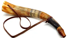 Hand Engraved Natural Buffalo Cow War Horn Trumpet Viking Sounding Leather <b>Belt</b> for <b>Wedding</b> Celebration Christmas Natural Crafts - Product Image 3