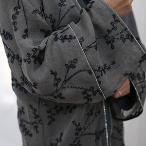 Abaya 2026 EID Ramadán completo Floral bordado malla abierta Abaya <span class=keywords><strong>solo</strong></span> Dubai Kimono Cardigan lujo Abaya Dubai ropa islámica - Product Image 6