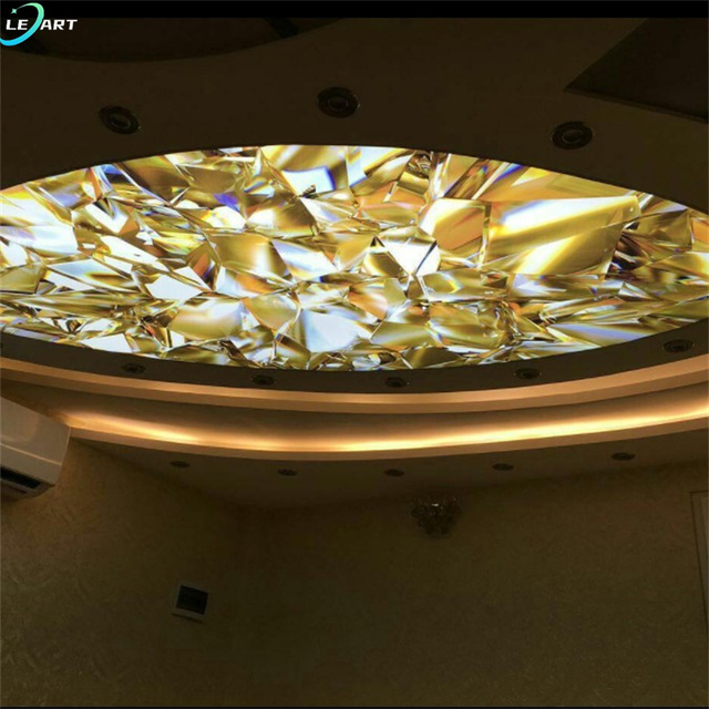Eco-friendly PVC Ceiling Wallpaper Gold Diamond Design for Interior 3D Ceiling Board Wall Panel