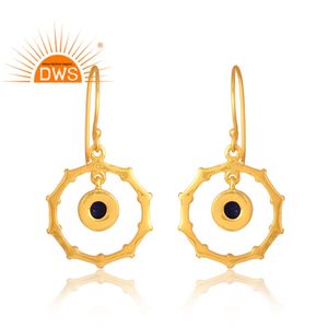 Nuevo diseño elegante 925 plata esterlina 18K chapado en oro Natural lapislázuli piedra preciosa pendiente Demi joyería fina para mujer regalo para ella - Product Image 2