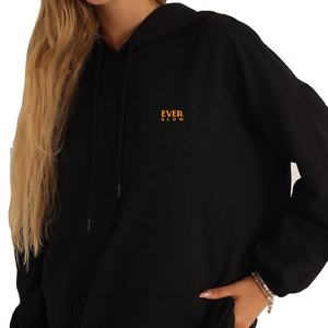 เสื้อฮู้ดแขนยาวสำหรับผู้หญิงเสื้อสวมหัวโอเวอร์ไซส์ผ้าย้อมสีต่างกันพิมพ์ลายไม่เหมือนใคร - Product Image 1