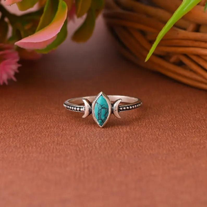 Nouvelle bague en argent sterling 925 de forme marquise turquoise, faite à la main, pierre de naissance de décembre, bijoux bohèmes pour femmes à prix de gros - Product Image 1