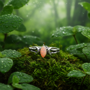 Anillo de marquesa oxidado de Plata de Ley 925, ajuste de punta de ópalo naranja clásico, luna creciente, cumpleaños, aniversario, regalo de compromiso - Product Image 6