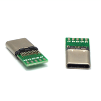 Conector USB 3.1 Tipo C Macho de Alta Velocidad con Contacto Dorado y Carcasa LCP para Soldar