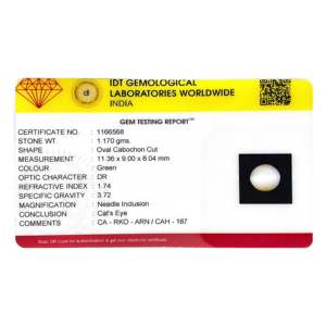 พลอยตาแมวทรงทริลเลียน 5.85 กะรัต ขัดเงา ปรับขนาดแล้ว สีเพอริดอท แทนซาไนต์ อะเมทรีน โอปอล โทแพซ อะความารีน - Product Image 4