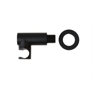 Robinet de sortie d'eau rond noir mat avec support de douche et raccord flexible – Articles de bain et toilettes - Product Image 3