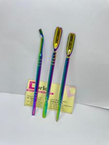 เครื่องมือทำเล็บมือดันหนังกำพร้าเคลือบสีรุ้งเครื่องมือศิลปะแบบส่วนตัวโลโก้ที่ดันเล็บสองชั้น - Product Image 4