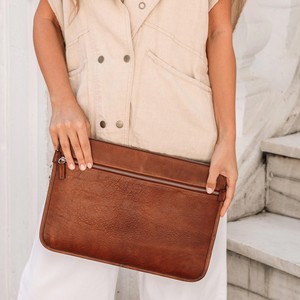 Yüksek kaliteli deri dizüstü fermuar taşıma çantası Laptop evrak hakiki deri kol kapağı erkekler için kadın - Product Image 6