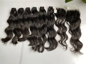 Mechones de cabello humano indio virgen, 100% sin procesar, grado 10A, extensiones de cabello humano peruano virgen con juego de cierre - Product Image 2