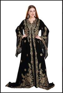 ชุดเดรสปักลายสีดำสุภาพชุดคาฟตัน XS-XXL อบายาแบบเปิดสำหรับผู้หญิงระบายอากาศได้ดี - Product Image 3