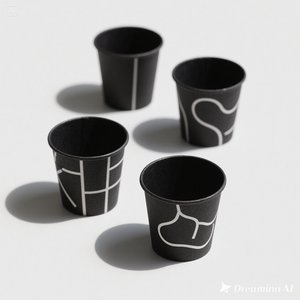 Vaso de papel negro ecológico con diseño impreso en blanco 16 oz 100 paquetes desechables y elegantes - Product Image 3
