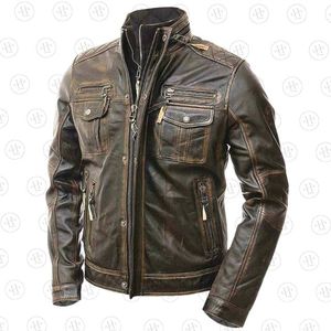 Veste en cuir marron poussière pour homme avec fermeture éclair, imperméable et respirante pour l'hiver, service OEM - Product Image 1