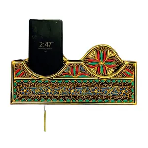 Swati Art Hand Painted Wooden Mobile Charging Holder Wall, Wooden Made Phone Holder Mobile Charging Hanging Accessories