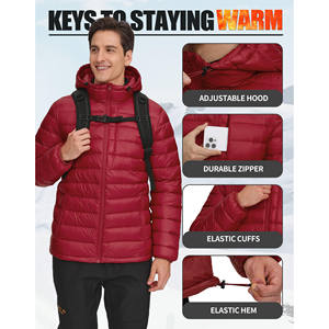 Veste d'hiver légère et respirante pour homme avec logo personnalisé, en nylon, à capuche, style bulle, veste matelassée pour homme avec capuche - Product Image 3