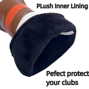 Cubierta de cabeza de palo de golf con forro de felpa suave Fácil de deslizar Diseño híbrido de cuero PU Cuello elástico Ajuste cómodo para hombres - Product Image 4