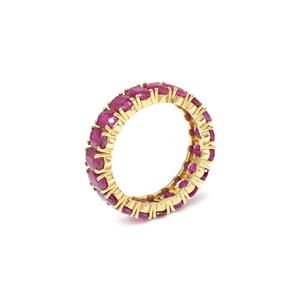 Bague de fiançailles en or jaune 14 carats avec rubis de Birmanie taille ovale de 4,2 carats, entièrement sertie, cadeau surprise pour femme, bijoux faits à la main - Product Image 4