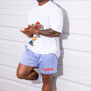 Shorts de basketball pour hommes 6 pouces en tissu peigné uni, broderie personnalisée, impression numérique, logo lettré, 3 poches, tissu épais ou fin, longs - Product Image 1