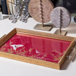 Venta directa de fábrica, diseño personalizado, bandeja decorativa de vidrio para servir con asas para la decoración de la Mesa del hogar, uso en la cocina - Product Image 1