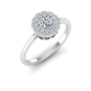Bague de fiançailles en moissanite petite taille, taille brillant, halo floral, élégante et délicate, alliance de mariage - Product Image 5