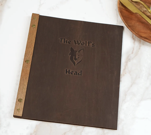 Custom PU Leather Menu Notepad Detachable Tear Off Ruled <b>Memo</b> <b>Pad</b> Black Cover Wooden Edge for Hotel Restaurant - Product Image 3