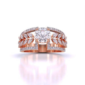 Anillo de cóctel con diamante de talla redonda Starry Night de 1.00 quilates, color F, claridad VS, diamante cultivado en laboratorio en oro de 14 quilates para fiesta de compromiso - Product Image 1