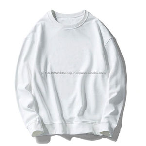 Sweat-shirt à col ras du cou en coton uni, matériaux originaux, vêtements athlétiques à manches longues pour hommes - Product Image 3