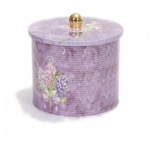 Poignée de bouton de fleur violette 2.1L boîte de stockage de nourriture ronde en métal 140x150mm avec Ø 140x150mm - Product Image 5
