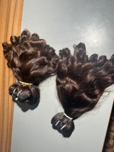 100% Extensiones de cabello Remy rizado hinchable crudo sin procesar Cabello de templo indio Último precio Directo DE LA India: No modelo permanente - Product Image 5