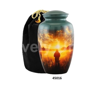 Urne de crémation de pêcheur pour les cendres humaines 1-200 pouces cubes urne de pêche au coucher du soleil pour les cendres adultes grande urne avec sac en velours gratuit - Product Image 2
