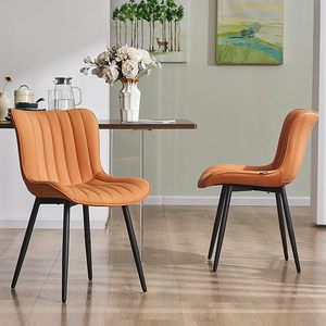 Dining <b>Chairs</b> Set of 2 Camel Mid Century Modern Kitchen <b>Chairs</b> Armless Faux Leather <b>Upholstered</b> Dinner Side <b>Chair</b> with Back - Product Image 2