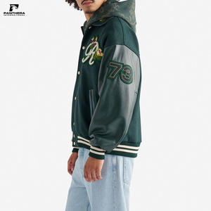 แจ็กเก็ตหนังเลตเตอร์แมนไซส์พิเศษสำหรับผู้ชายแจ็คเก็ตเบสบอลขนสัตว์มีโลโก้ปักลายดอกไม้ผ้ากำมะหยี่สำหรับฤดูหนาว - Product Image 4