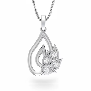 Women's 14K Gold & Natural Dainty Gold Leaf Motif Diamond Pendant - Product Image 1