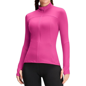 Women Training <b>Jacket</b> Full Zip Lightweight Top Stretchy <b>Yoga</b> Athletic Wear Soft Comfort Nylon Spandex Blend - Product Image 1