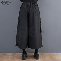 Femmes Casual Loose Wide Leg Culottes Hakama Pantalon Goth Japonais Harajuku Noir Pantalon Court Jupes Trendy Summer Fashion